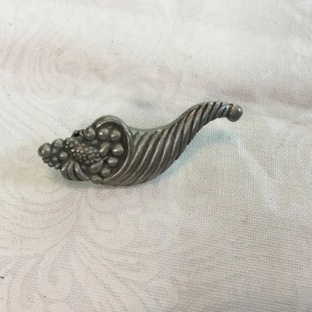 Pewter-Colored Cornucopia Pin